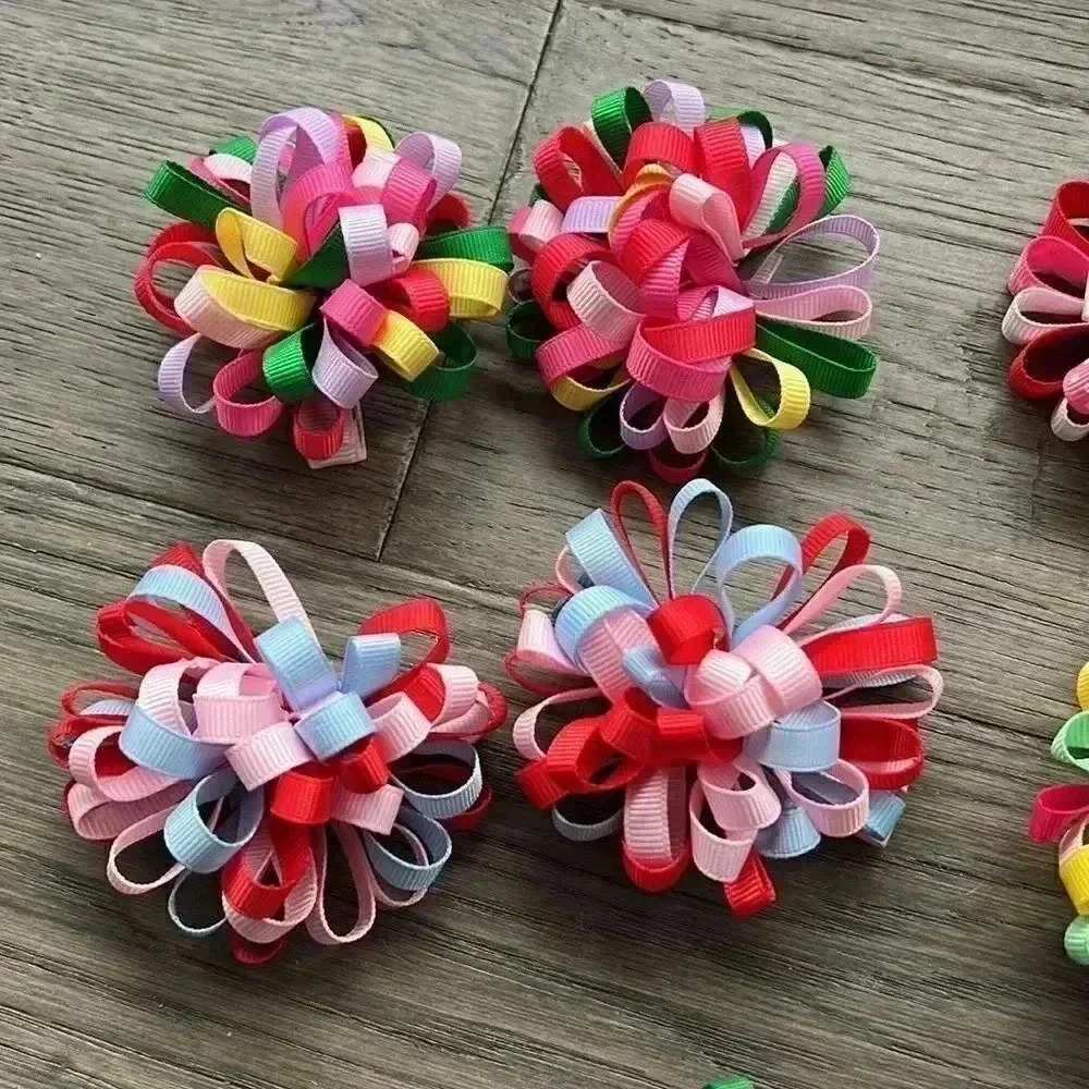 ✨2/$30✨HANDMADE Hair Bows | Colourful handmade surround a bows pack of  10 - Picture 3 of 5